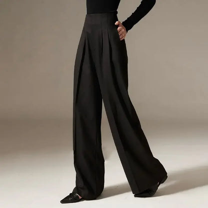 Draped Tight Waist Wide Leg Pant
