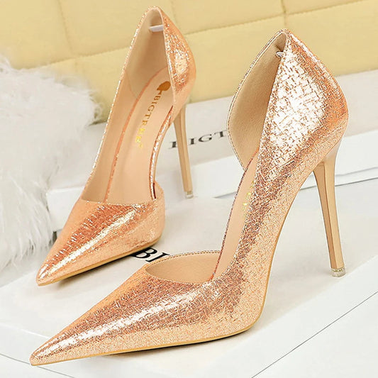 Sequin Cloth Women Pumps - Luxury High Heels for Fashionable Wedding Shoes