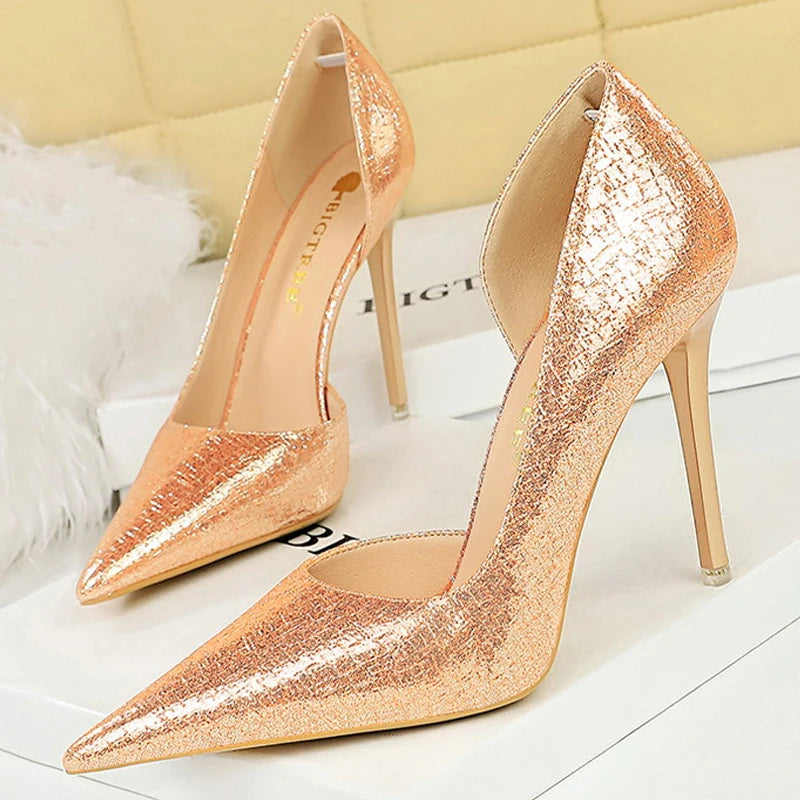 Sequin Cloth Women Pumps - Luxury High Heels for Fashionable Wedding Shoes