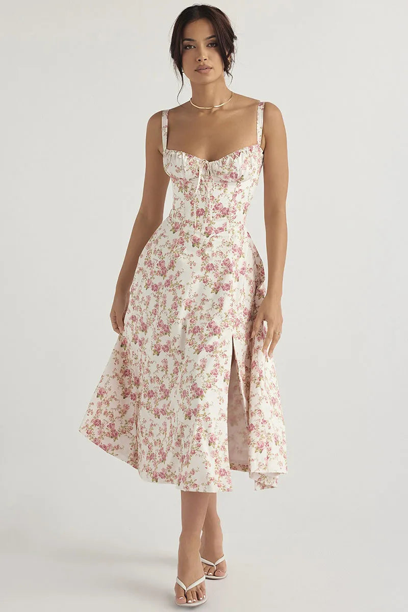Halter Solid High-End Floral Dress