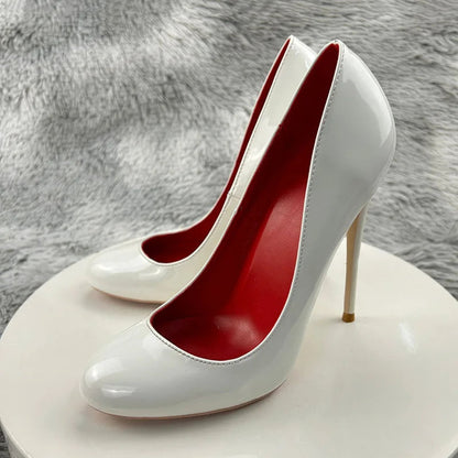 Nude and Black Patent Leather Stiletto Pumps for Women
