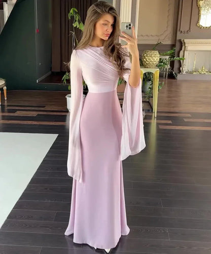 Patchwork Draped Long Sleeve Maxi Dress