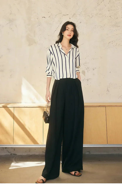 | Stripe Satin Blouse
