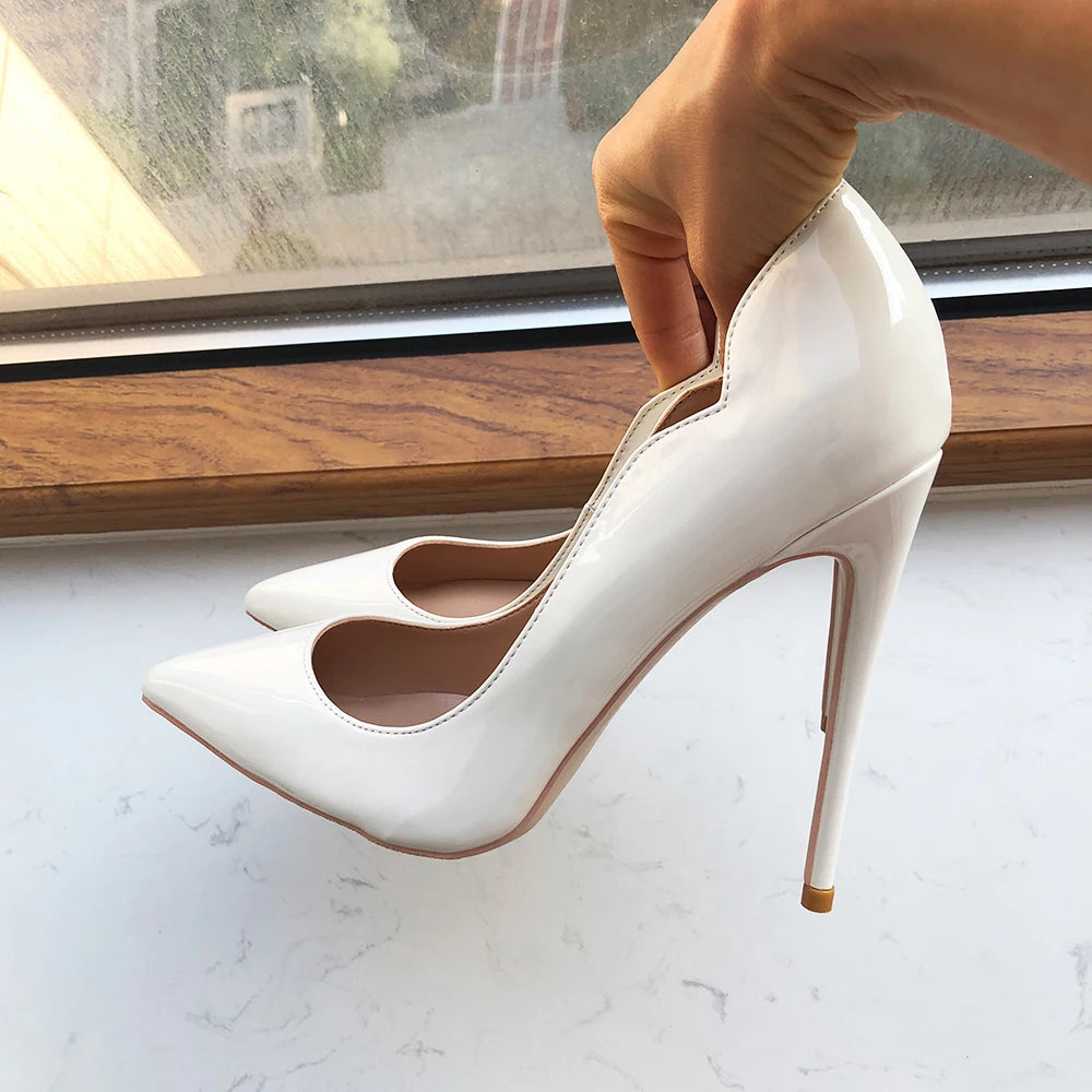 Black Patent Pointed Toe Stiletto High Heels for Women