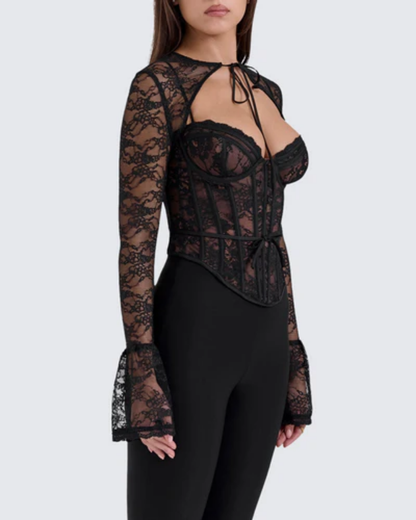 | Lace long-sleeve corset top