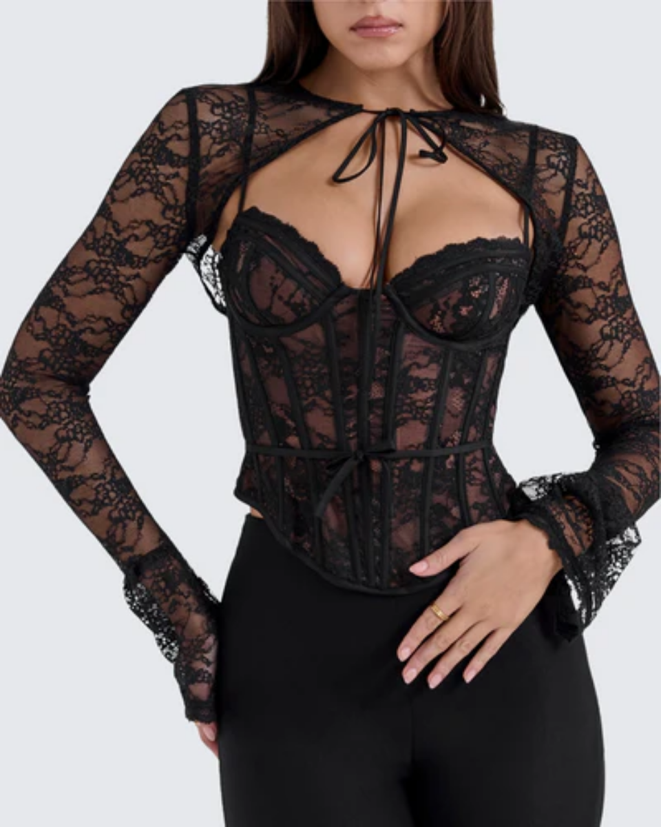 | Lace long-sleeve corset top