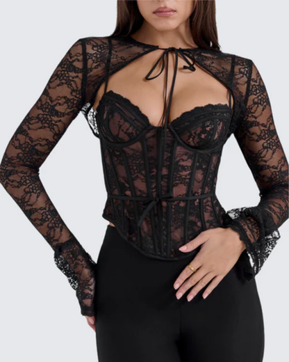 | Lace long-sleeve corset top