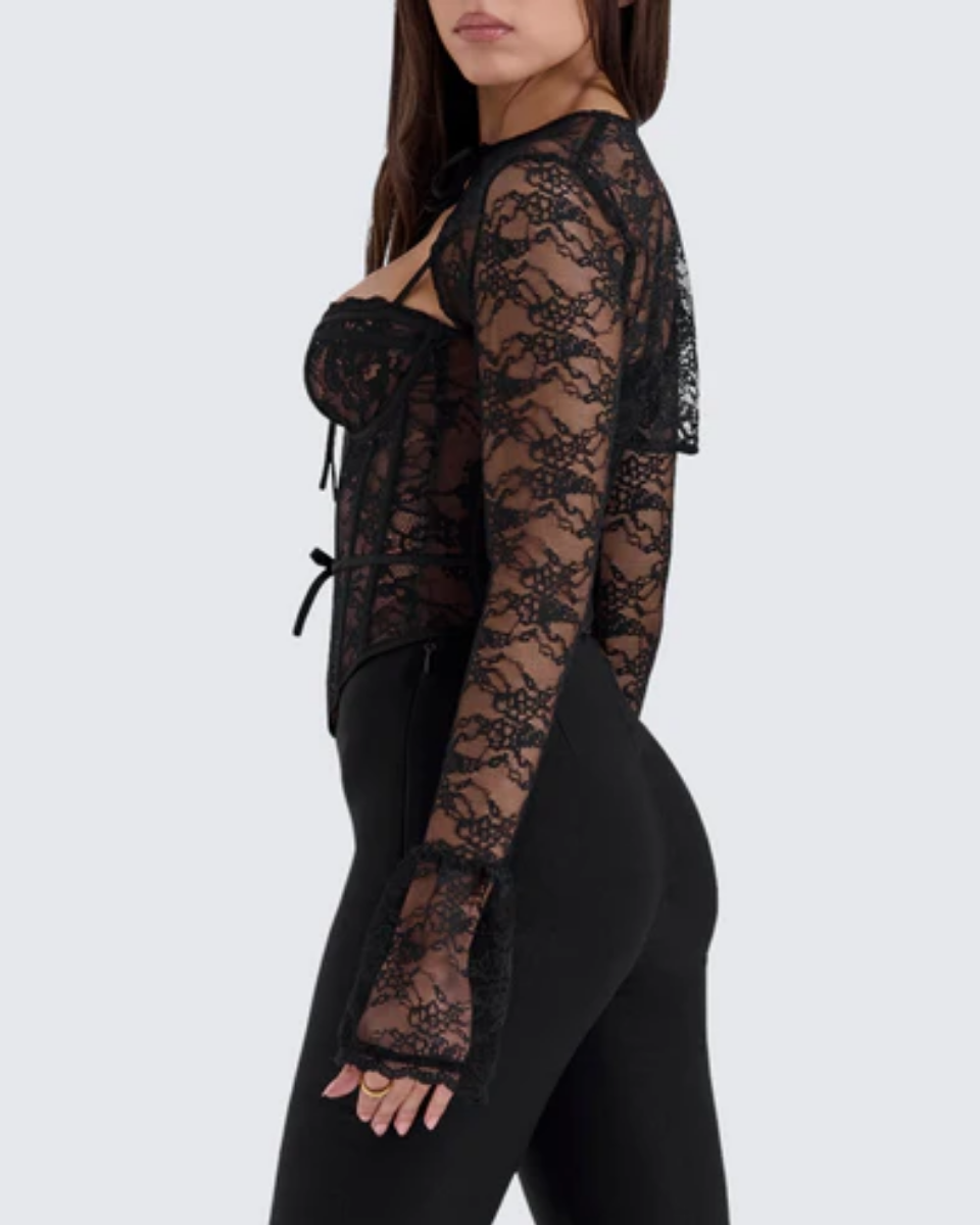 | Lace long-sleeve corset top