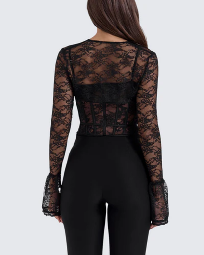 | Lace long-sleeve corset top