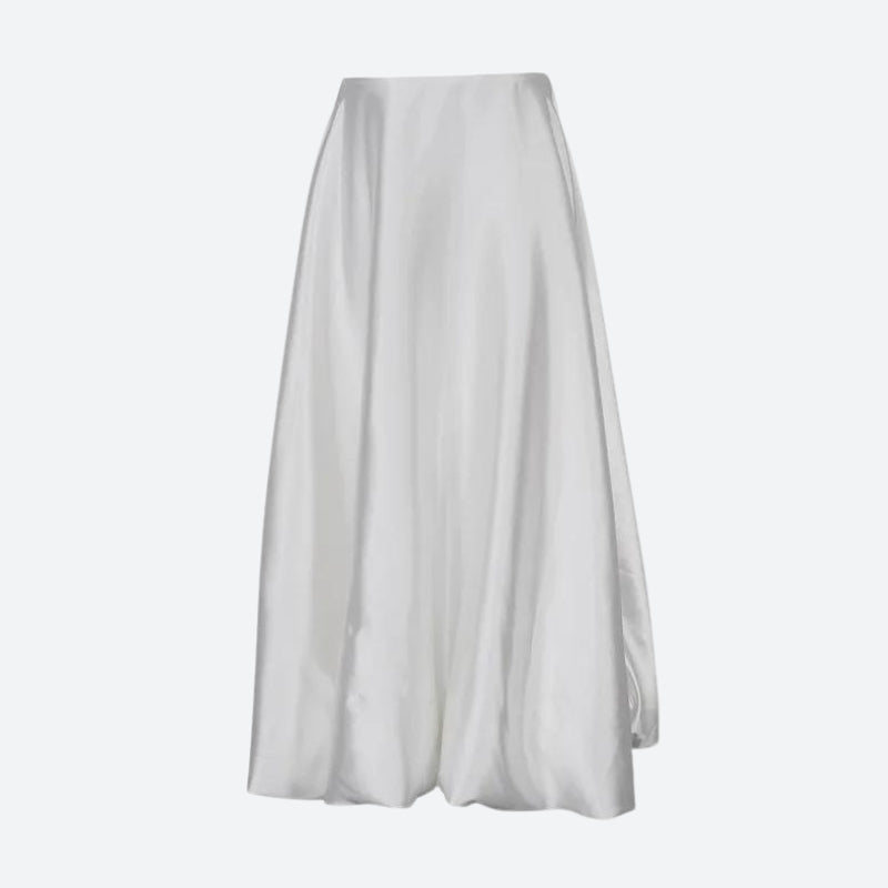 Satin A-Line Bubble Midi Skirt