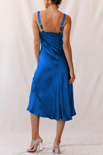 Satin Tie-front Cutout Cami Dress