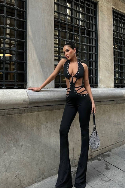 Amanda Halter Cut-out Jumpsuit