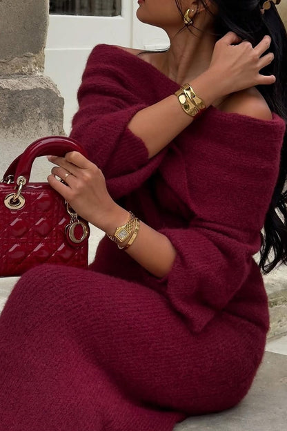 Marguerite Off Shoulder Maxi Knit Dress Set