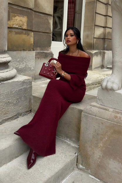 Marguerite Off Shoulder Maxi Knit Dress Set