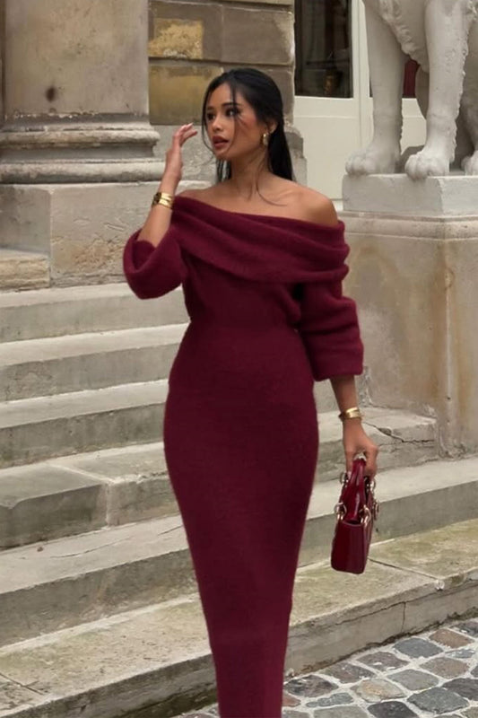 Marguerite Off Shoulder Maxi Knit Dress Set