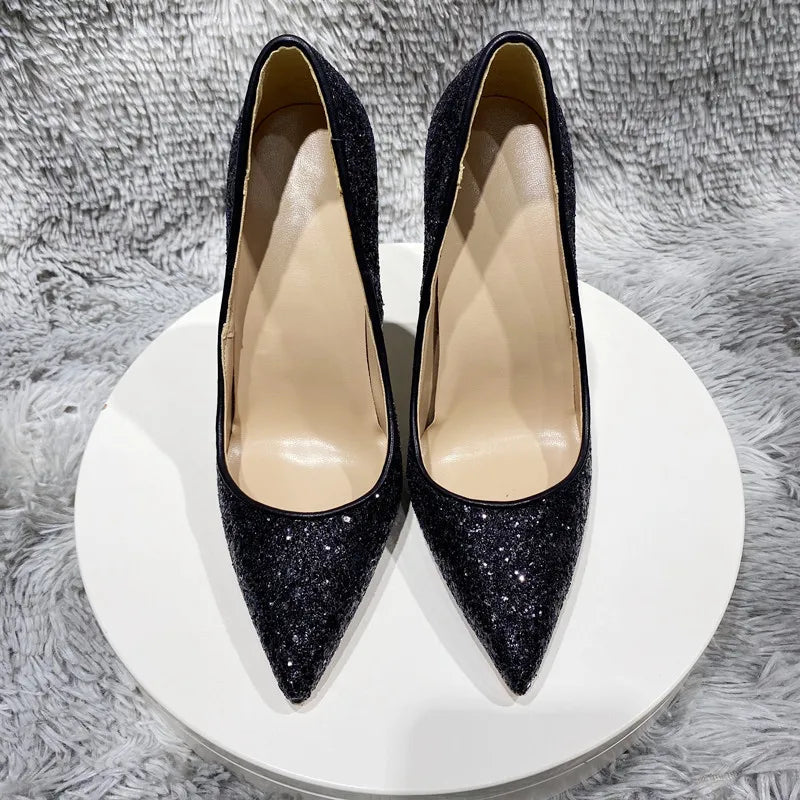Sequined Pointy Toe High Heel Shoes for Women