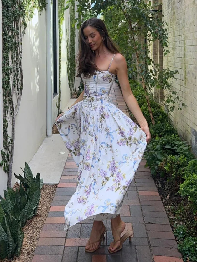 3D Flower Backless Mini Floral Dress