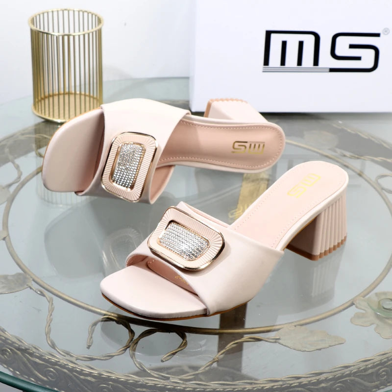 Metal Square Buckle Slippers for Plus Size Women, Perfect for Summer