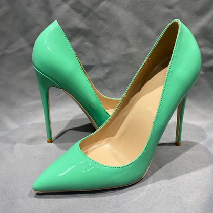 Green Patent Women Pointy Toe High Heels