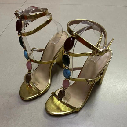Summer Hollow Out Narrow Band Ankle Strap Sandals for Women