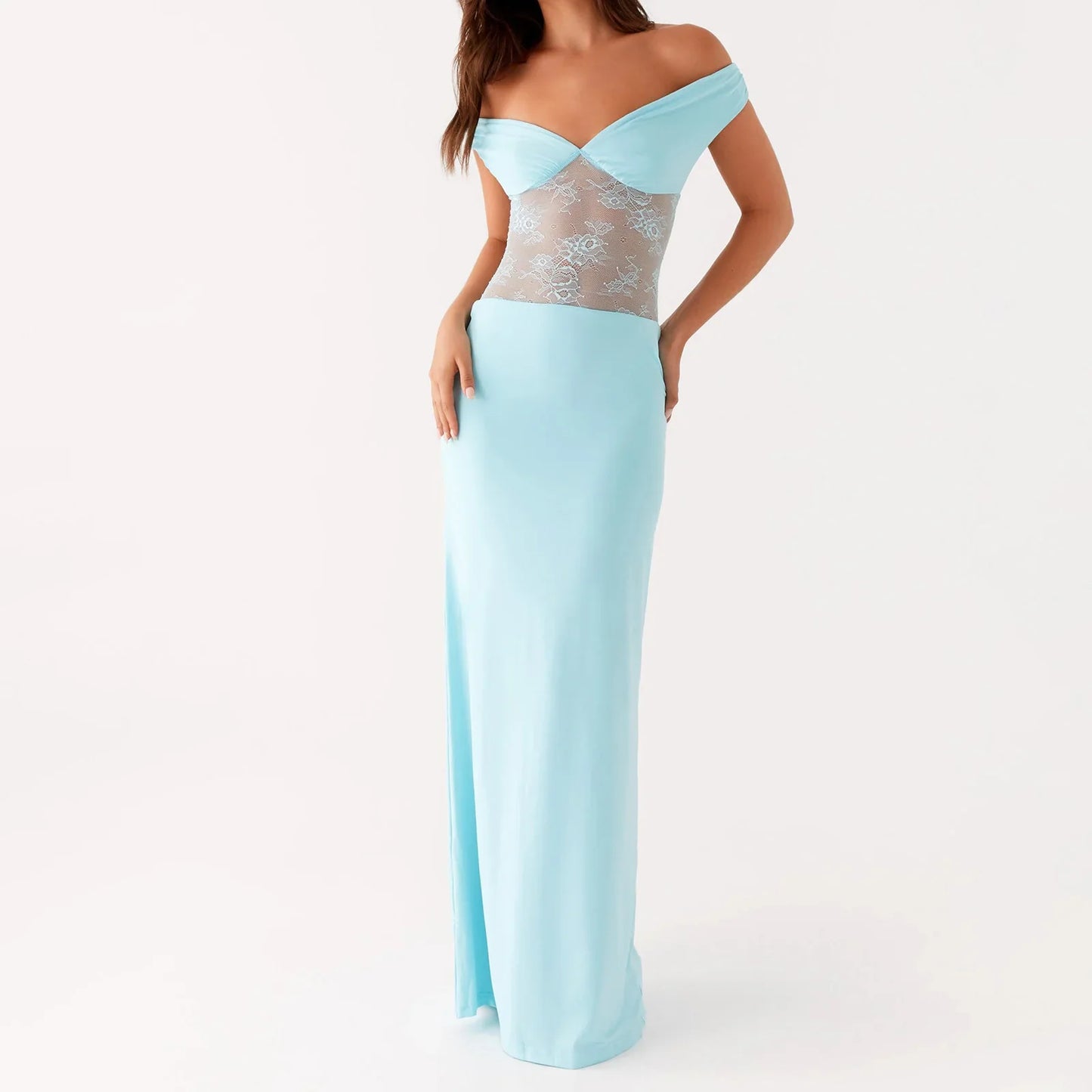 Floral Lace Patchwork Off Bodycon Dress
