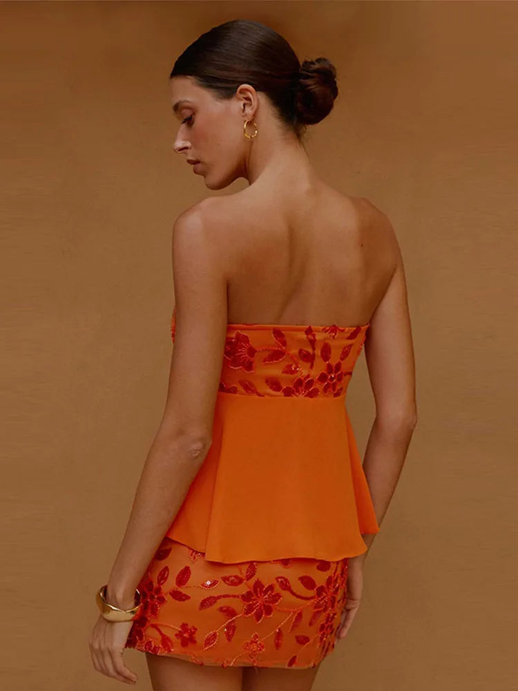 Tangerine Sequined Set