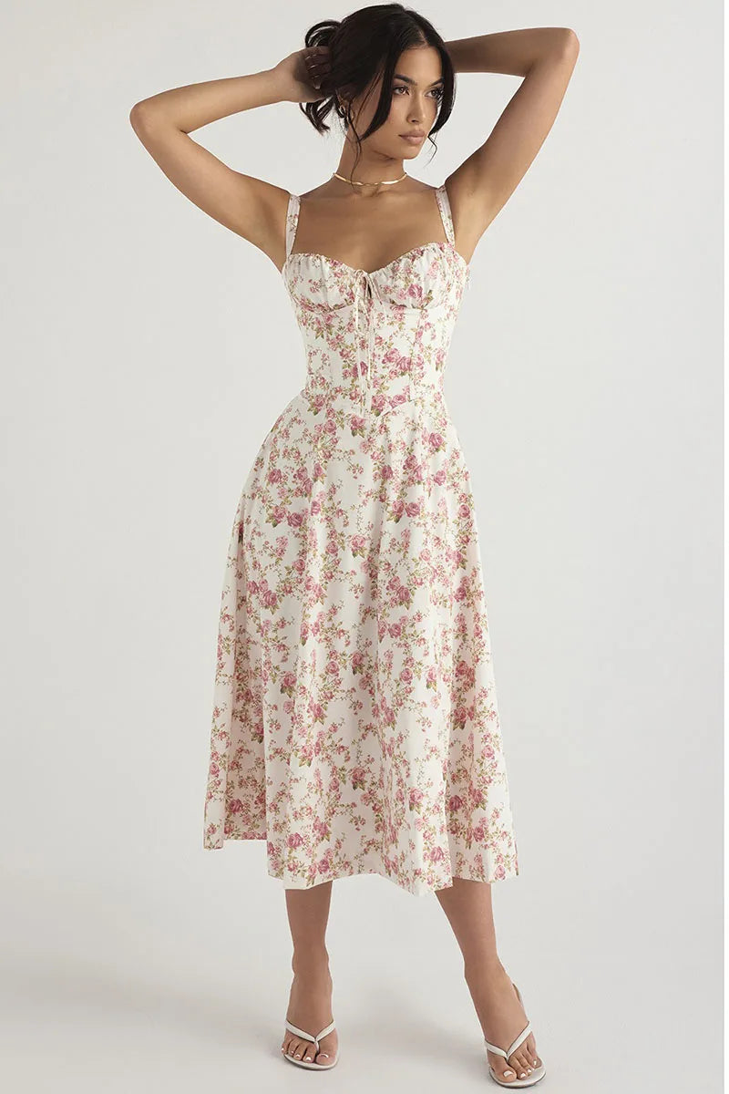 Halter Solid High-End Floral Dress