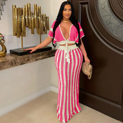 Bow Print Drawstring Shorts Two Piece Set