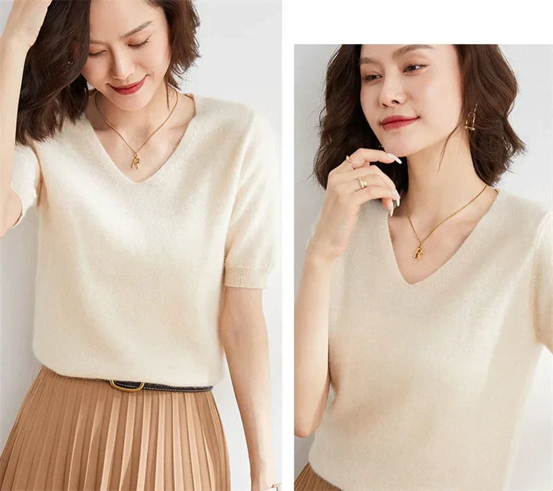 | V-Neck Knit Top