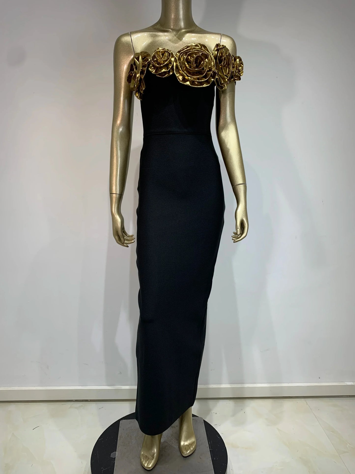One Shoulder Flower Patchwork Maxi Dress