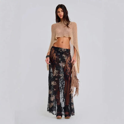 Gold Hollow Halter Knit Top