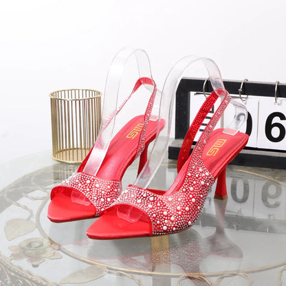 Transparent rhinestone open toe summer sandals for women