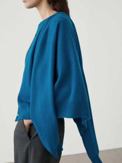 Minimalist Round Neck Knit Short Cardigan