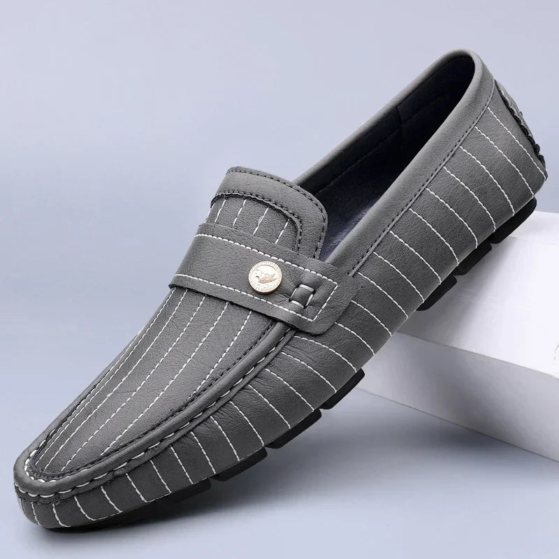 Maison Leather Loafers | Pinstripe Detailing