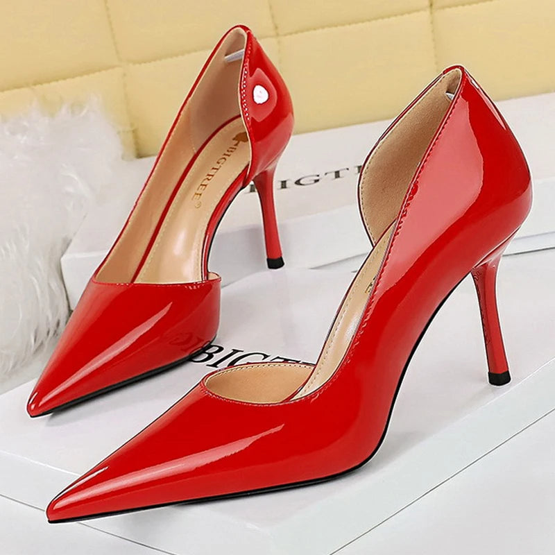 Patent Leather Stiletto Pumps - 8 cm Heels - Fashionable Party Shoes for Women