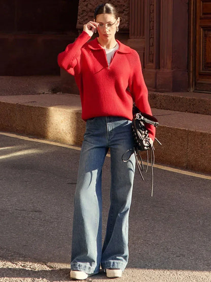 | Ribbed Half-Zip Sweater