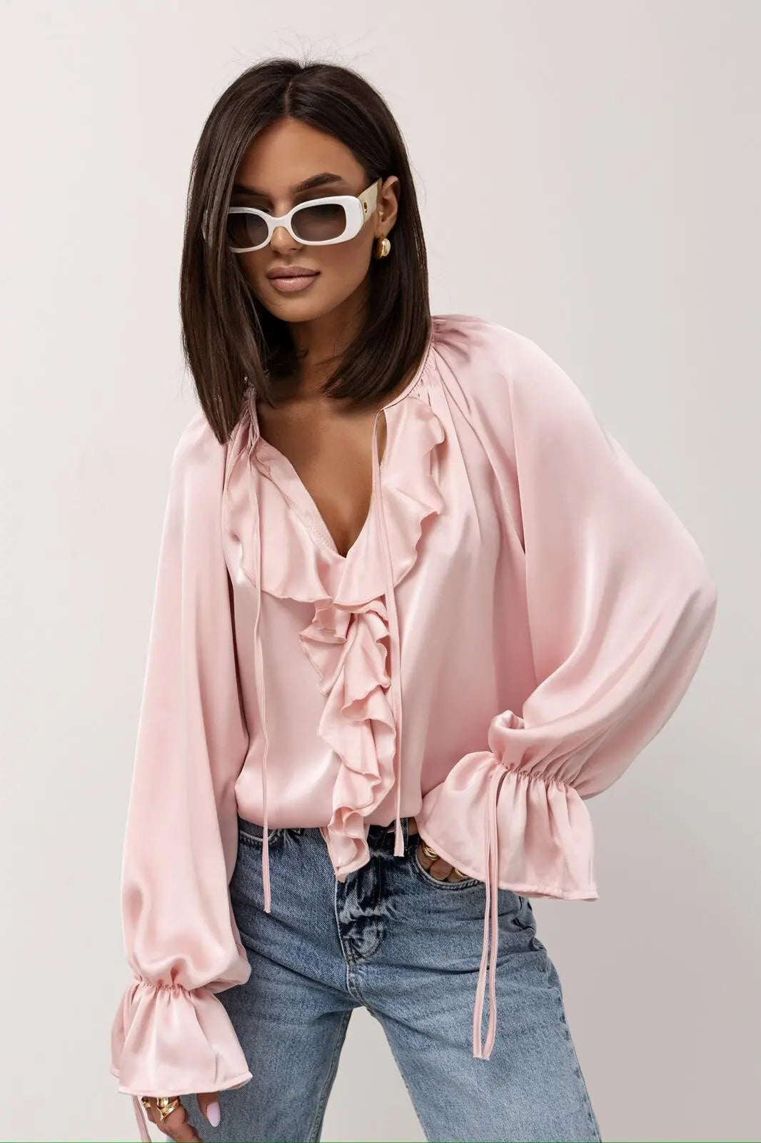 | Satin Ruffle Blouse