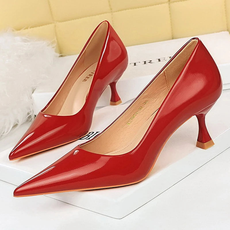 5.5cm Heels Patent Leather Women Pumps for Occupational OL Office Wear