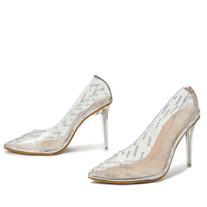 Rhinestone PVC Clear Women Pumps Sandals