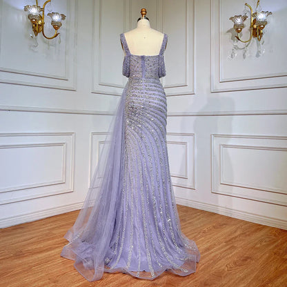 Caramel Mermaid Evening Gown with High Slit