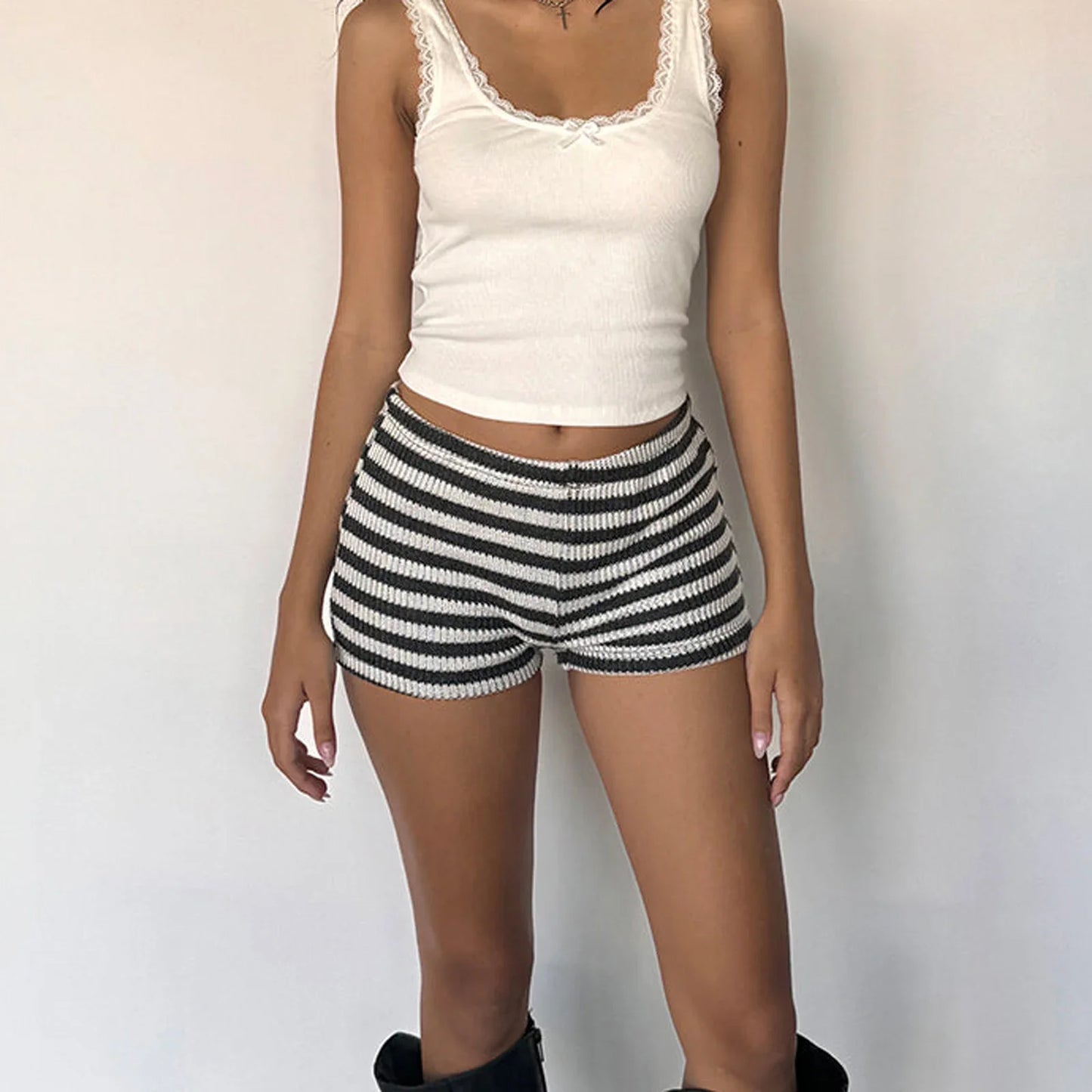 Velvet Drawstring High-Waist Short