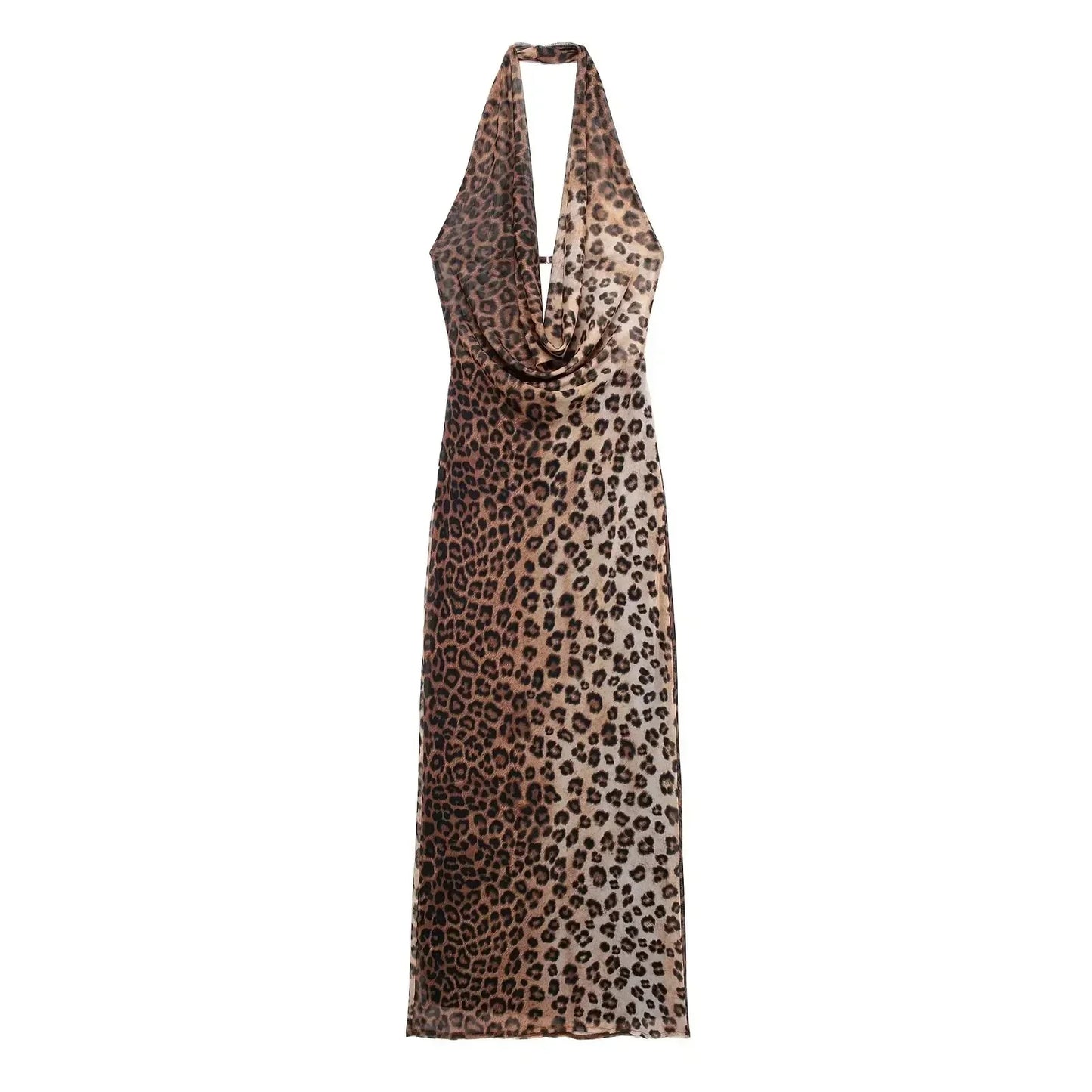 Off Shoulder Folds Hanging Neck Long Dress