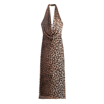 Off Shoulder Folds Hanging Neck Long Dress