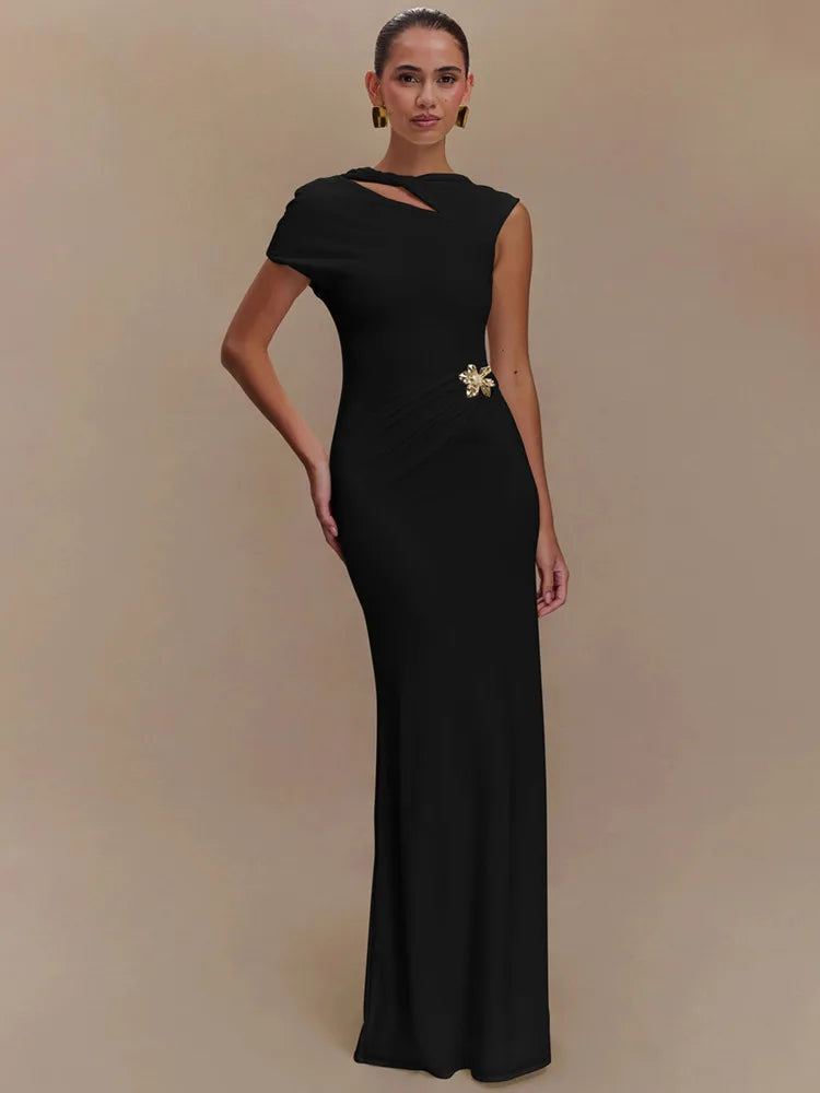 Metal Buckle Split Sleeve Bodycon Dress