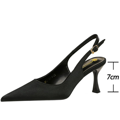 Pointed Kitten Heel Sandals for Women in Silks and Satins for Summer