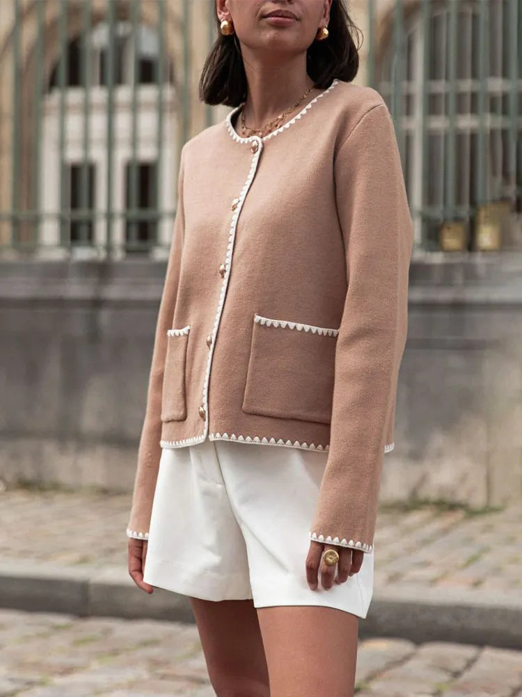 Patchwork Knitted Elegant Winter Coat