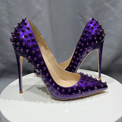 Sexy Dark Purple Patent Pointy Toe High Heel Shoes for Women