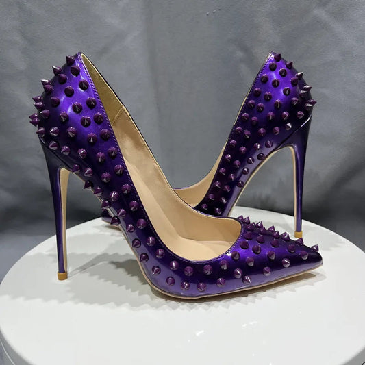 Sexy Dark Purple Patent Pointy Toe High Heel Shoes for Women