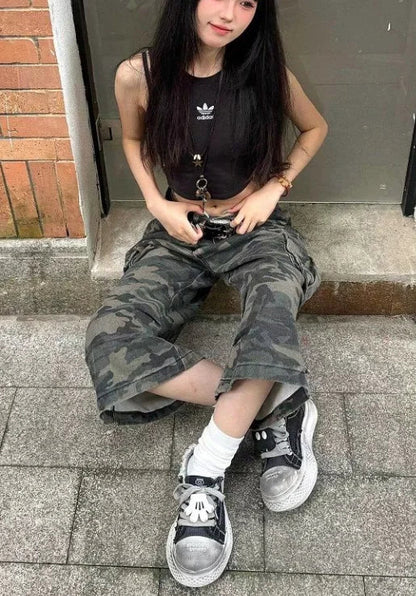 Camouflage Straight Calf Pant
