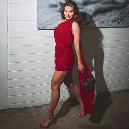 Mesh Splice Ribbon Halter Mini Prom Dress